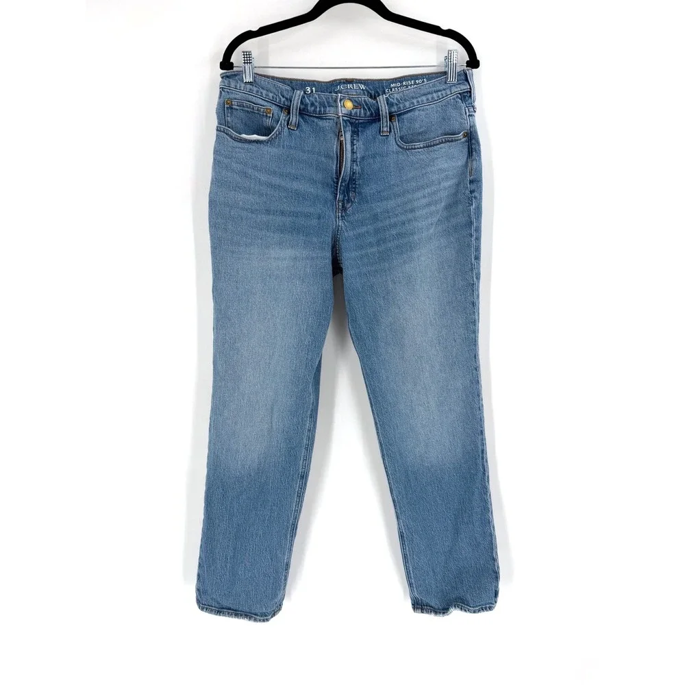J.Crew Mid-Rise 90s Classic Straight Jeans Womens 31 Blue Pheasant Wash Retro - Picture 4 of 13